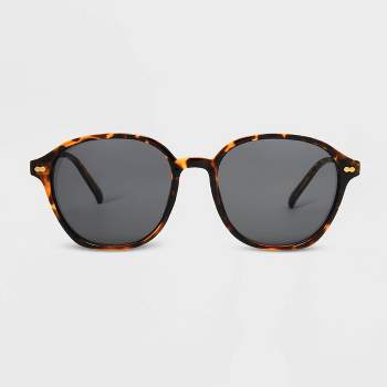 Women's Shiny Plastic Round Gray Lens Sunglasses - Universal Thread™ Brown/Tortoise Print
