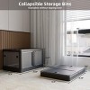 INFURNIC Decorative Storage Cabinets 4-Pack Transparent Stackable Storage Bins with Folding Design and Wheels, Black, 26.38"*18.5"*59.84" - 2 of 4
