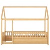 Bellemave Twin Size House Floor Bed with Fence, MDF House Bed Frame with Kid-Friendly Design, Floor Bed for Kids, No Box Spring Needed,Antique Natural - 3 of 4