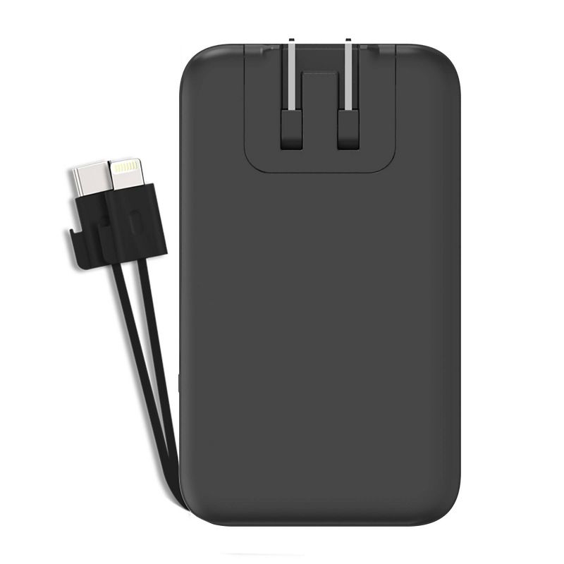myCharge PowerHub Plus 6000mAh/15W Output Power Bank with Integrated Charging Cables - Black, 1 of 7