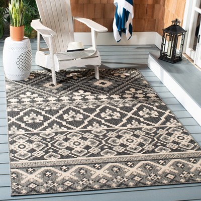 Veranda Grey and Beige Synthetic Rectangular Indoor/Outdoor Rug