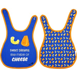 Pavilion Gift Company - Mac n' Cheese - Blue Reversible Bib (6M - 3 Years) - Bibs - 1 of 4