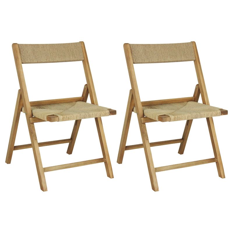Kiawah Coastal Modern Wood Woven Seagrass Folding Chair - JONATHAN Y, 1 of 11