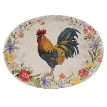 16" x 12" Floral Rooster Oval Serving Platter - Certified International