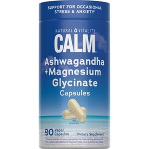 Natural Calm Vitality Magnesium Ashwagandha Herbal Supplement Capsules - 90ct - 1 of 4