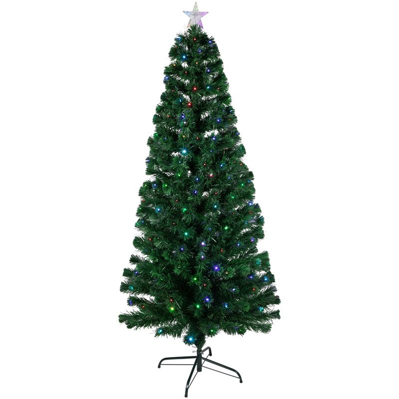 Northlight 6' Prelit Artificial Christmas Tree Full LED Color Changing Fiber Optic with Star Tree Topper - Multicolor Lights, 1 of 10