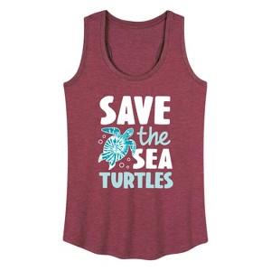Women's - Instant Message - Save The Sea Turtles Graphic Racerback Tank - 1 of 4