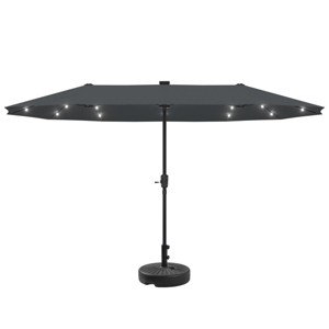 Ainfox 13ft Outdoor Patio Umbrella with Solar Lights and Round Umbrella Base - 1 of 4