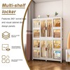 KWPZQEB Large Wardrobe Closet Organizer with Transparent Doors and Wheels, Collapsible Plastic Wardrobe Cabinet with Hanging Rod for Bedroom, White - 4 of 4