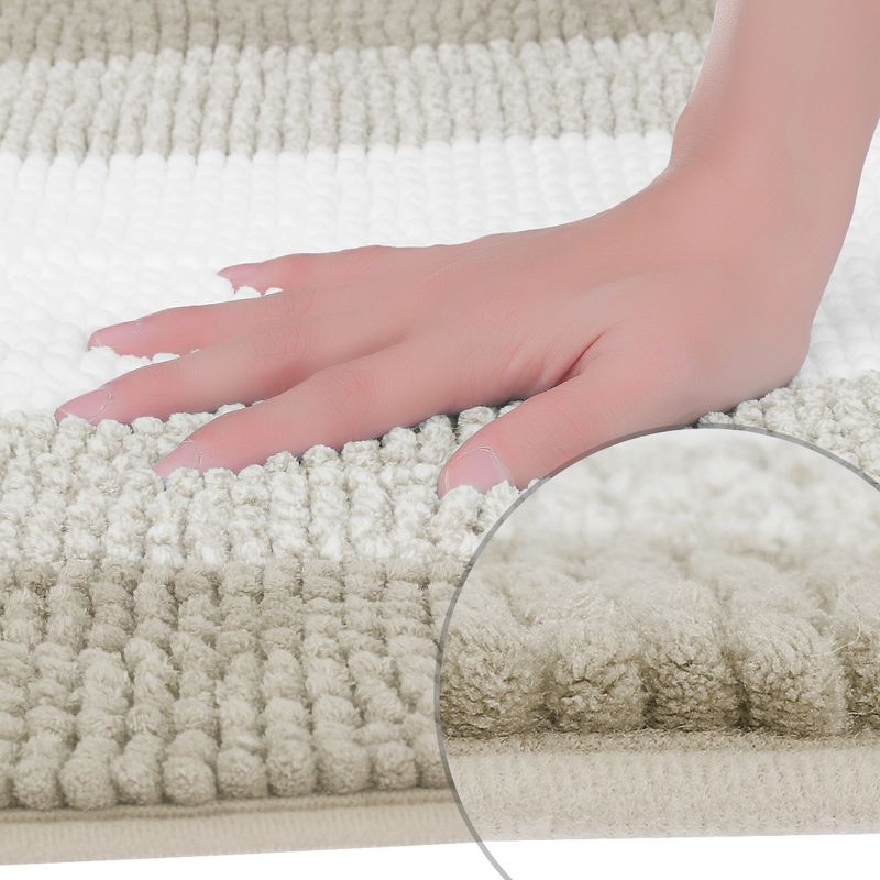 Unique Bargains Extra Soft and Absorbent Chenille Fluffy Striped With Non-Slip Backing Bath Floor Mat, 3 of 7