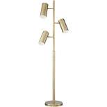 Possini Euro Design Modern Floor Lamp 3 Light Tree 67" Tall Satin Brass Adjustable Shade for Living Room Reading Bedroom Office