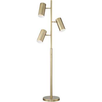 Possini Euro Design Canasta Trac Modern Tree Floor Lamp 67" Tall Satin Brass 3-Light Adjustable Metal Shade for Living Room Reading Bedroom Office
