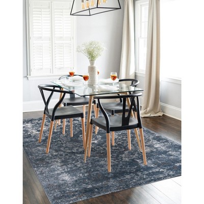 Astoria Blue Geometric Synthetic Indoor Rug