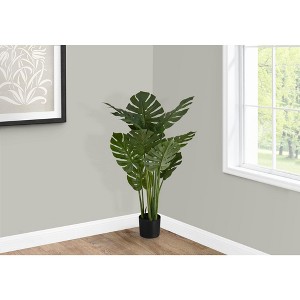 Monarch Specialties Artificial Plant 45 inch Tall Monstera Tree Indoor Faux Fake Floor Greenery Potted Real Touch Decorative Green Leaves Black Pot - 1 of 4