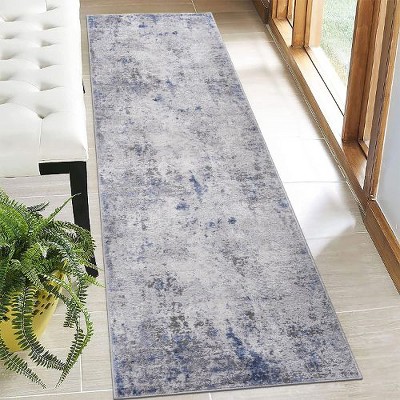 Kumasinova Stain-Resistant Area Rug, Non-Shedding Door Mat,Kid & Pet-Friendly, Silver Abstract Area Rug for Living Room, Latex-Free Cotton Backing