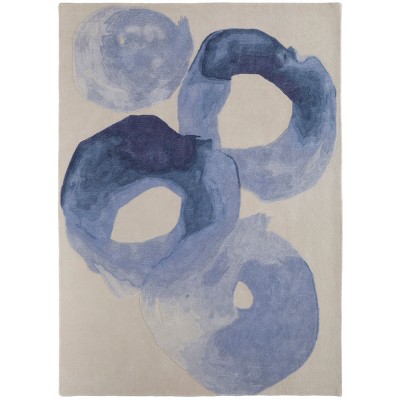 Anya Transitional Abstract Blue/Ivory Area Rug