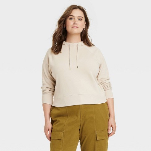 Women's Cropped Hoodie Sweatshirt - Universal Thread™ Khaki 4x