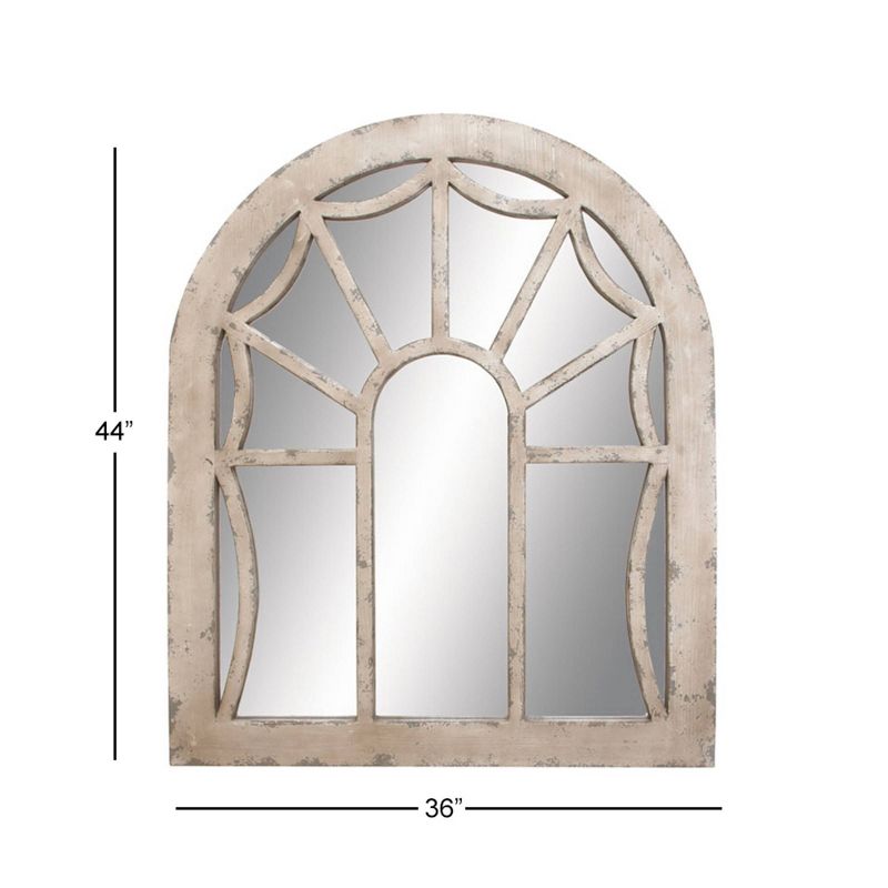 Wood Window Pane Inspired Wall Mirror with Arched Top Cream - Olivia &#38; May, 4 of 25