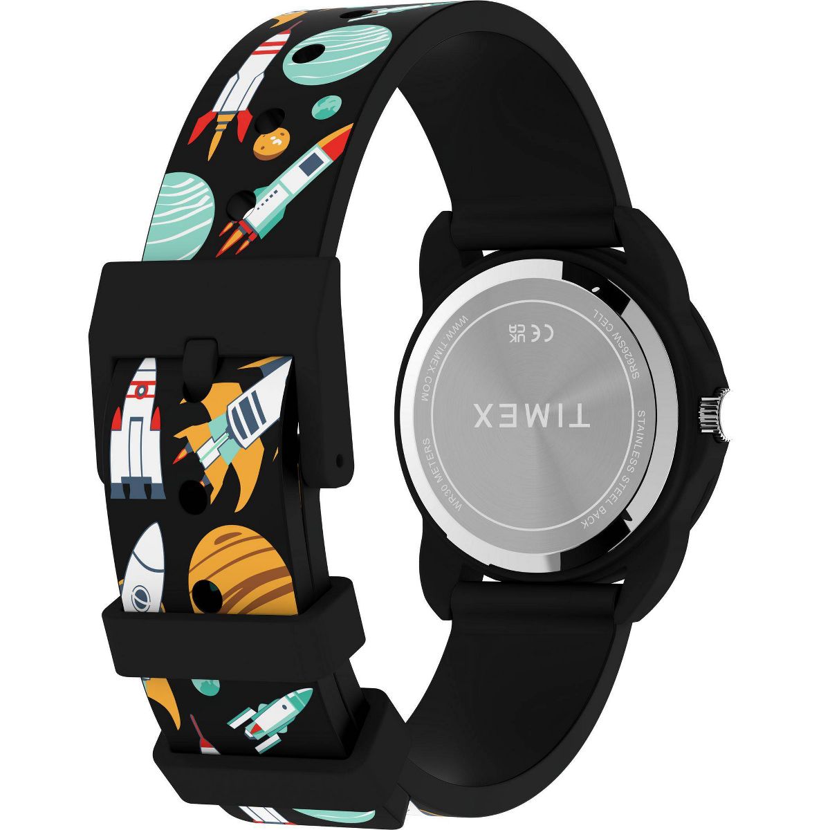 Kids Timex Time Teacher Watch with Space Silicone Strap - Black TW2Y59800 - thumbnail 3