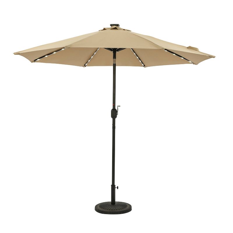 9&#39; x 9&#39; Mirage II Fiesta Market Patio Umbrella with Solar LED Tube Lights Champagne - Island Umbrella, 1 of 17