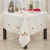 Saro Lifestyle Embroidered Christmas Tree Design Holiday Linen Blend Tablecloth - 2 of 4