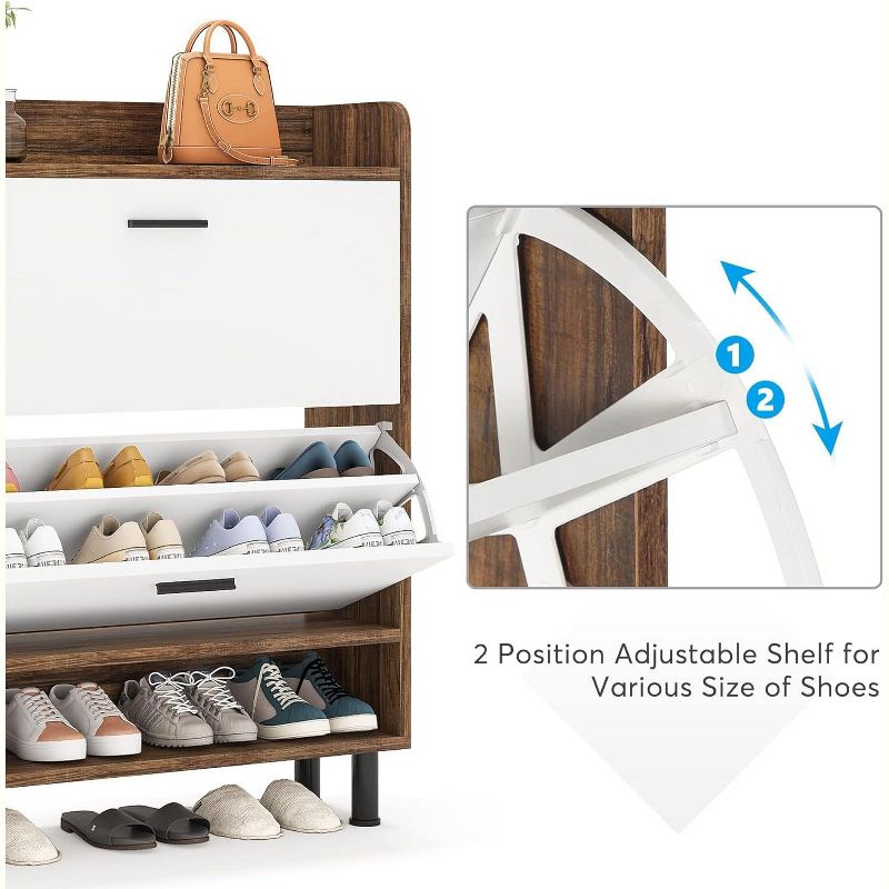 Tribesigns 2-Tier Shoe Cabinet, Entryway Shoe Storage Organizer Rack with Flip Doors, 5 of 8