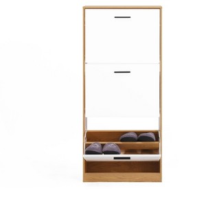Gulches 3 Flip Drawer Shoe Storage Cabinet, White Narrow Freestanding Shoe Rack with Anti-Tip Fitting for Entryway, Hallway - 1 of 4