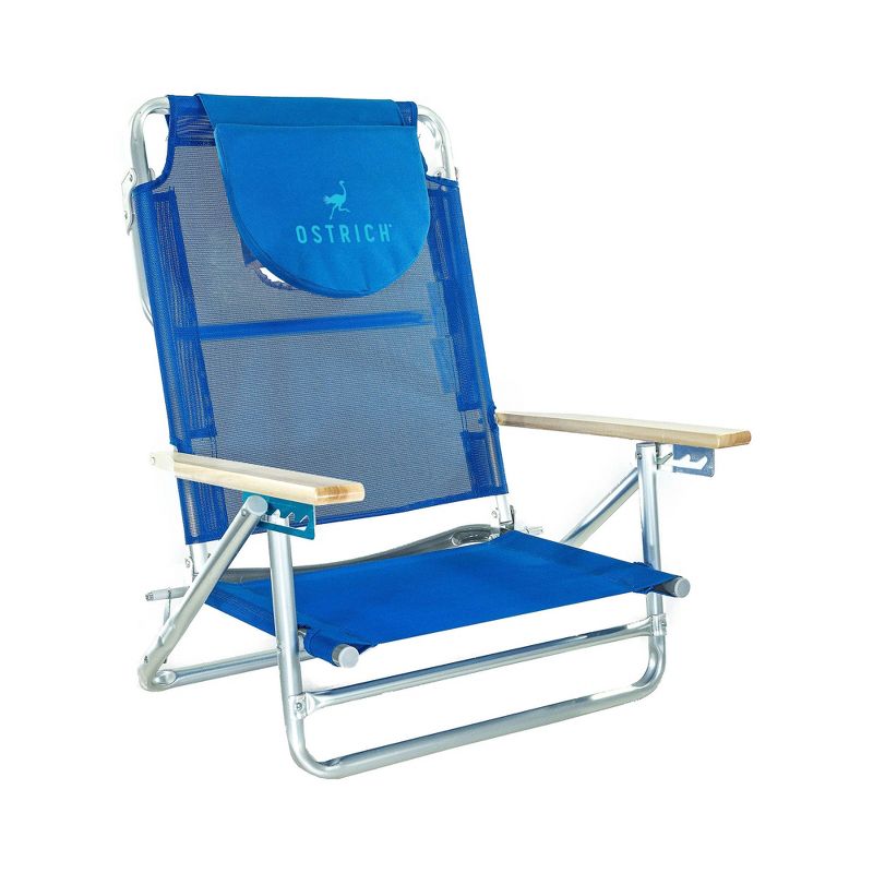 Ostrich South Beach Sand Chair, Beach Reclining Lawn Chair w/Carry Strap, Outdoor Furniture for Pool, Camping, or Backyard, Blue, 1 of 8