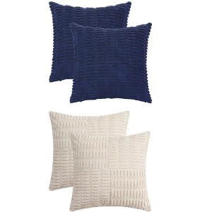 REGALWOVEN 4 Pcs Solid Corduroy Modern Throw Pillow Covers 18" x 18" - 1 of 4