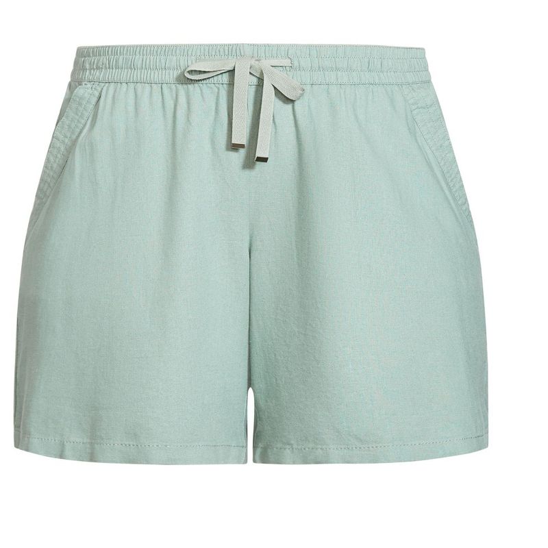 Women's Plus Size Linen Blend Short - green | AVENUE, 5 of 7