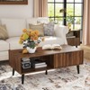 Bekrvio 47.2-Inch Mid Century Modern Coffee Table with Solid Wood Legs, Wood Retro Coffee Table with 2 Drawers Storage, Walnut - 3 of 4