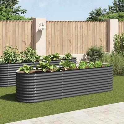 vidaXL Garden Raised Bed Grey Galvanized Steel 157.5 x 31.5 x 31.9 in