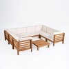 Christopher Knight Home Oana Outdoor Acacia Wood 8 Seater Sectional Sofa Chat Set with Cushions - 2 of 4