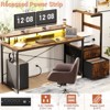Besiost 60-In Computer Desk with Fabric Drawers and Charging Station - 3 of 4