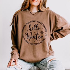 Simply Sage Market Hello Winter Circle Lightweight Garment Dyed Sweatshirt - 1 of 4