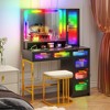 Vlsrka RGB Vanity Desk with Sliding Mirror and LED Lights - 3 of 4