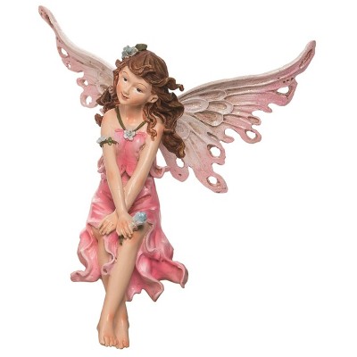 Transpac Resin 9 in. Pink Spring Sitting Glitter Fairy