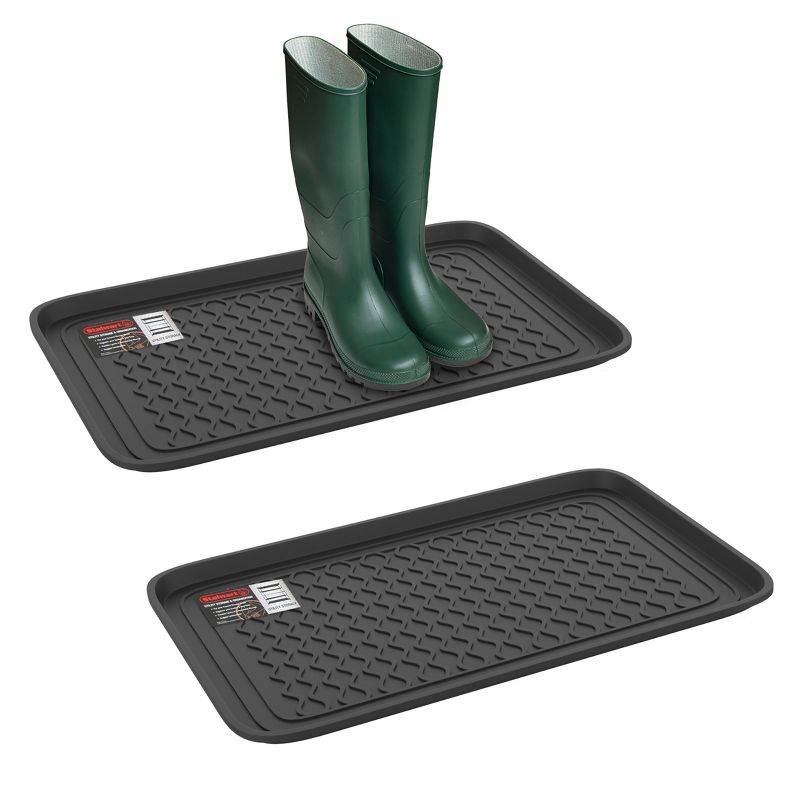 Fleming Supply All-Weather Plastic Indoor/Outdoor Boot Tray Set - 2 Pcs, Dark Gray, 1 of 9