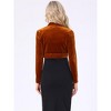 INSPIRE CHIC Women's Long Sleeve Cocktail Party Open Front Cropped Velvet Bolero Shrugs - 4 of 4