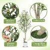 5/6/7FT Artificial Olive Tree with White Planter, Faux Potted Plant with Natural Wood Trunk & Lifelike Fruits for Home Office Decor,1/2-Piece Set - 4 of 4