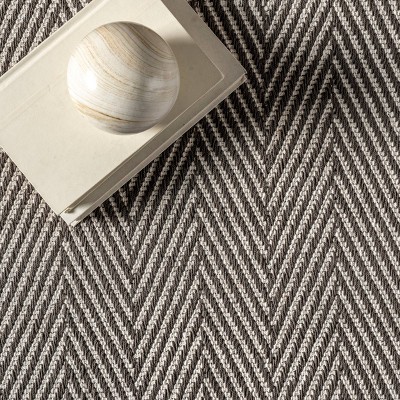 Gray Herringbone Handwoven Cotton 4' x 6' Rug