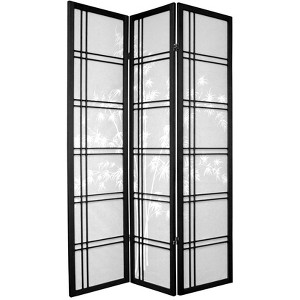 Oriental Furniture 6' Tall Bamboo Tree Shoji Screen Black - 1 of 3