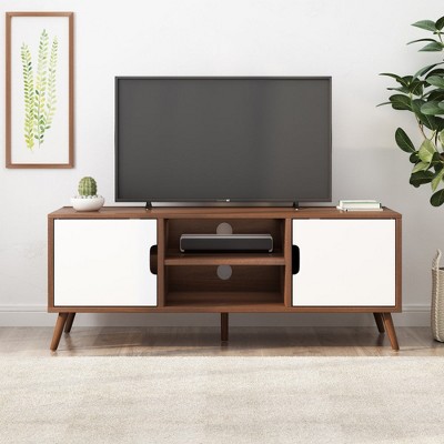 Chic Crate - Mid-Century Modern 3-Drawer Faux Wood Cabinet with Splayed Pine Legs