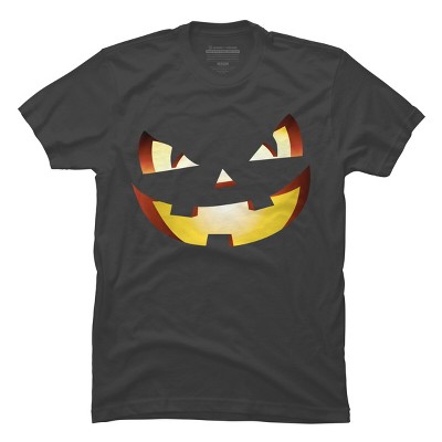 Men's Design By Humans Halloween Pumpkin Evil Smiley Face By artdim T-Shirt