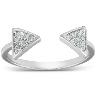 Pompeii3 1/5ct Diamond Ring Open Triangle Fashion Right Hand Split Band White Gold