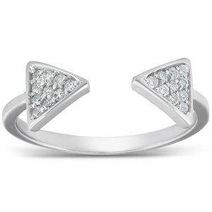 Pompeii3 1/5ct Diamond Ring Open Triangle Fashion Right Hand Split Band White Gold - 1 of 4