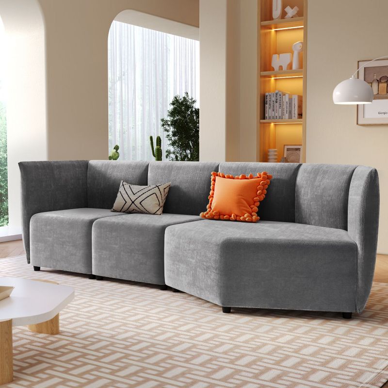 3-Piece Sectional Sofa with Adjustable Back, Chaise Lounge Couch for Living Room, Indoor Furniture - Maison Boucle, 2 of 9