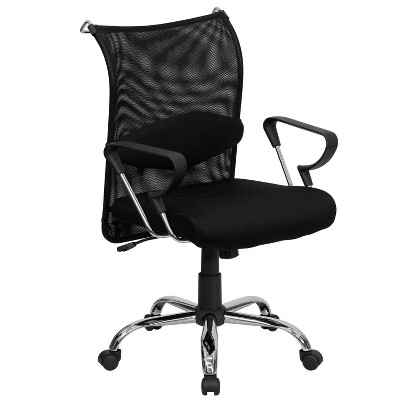 Flash Furniture Mid-Back Black Mesh Swivel Manager's Office Chair with Adjustable Lumbar Support and Arms