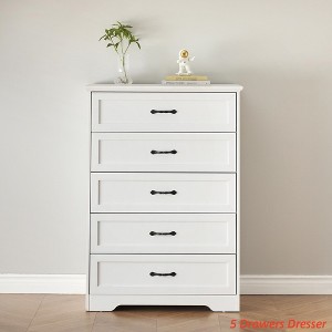 5/6 Drawers Dresser for Bedroom,Chest of Drawers with Wide Metal Handle,Farmhouse Modern Wooden Tall Dresser,Natural Texture,Storage Organizer Dresser - 1 of 4