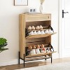 Whizmax Shoe Cabinet with 2 Flip Drawers, Freestanding Shoe Cabinet Organizer with Metal Legs, Shoes Storage Cabinet for Entryway, Shoe Rack Cabinet - 3 of 4